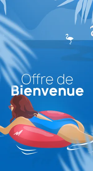 Visuel Millionz de l'Offre de Bienvenue avec une joueuse sur une bouée